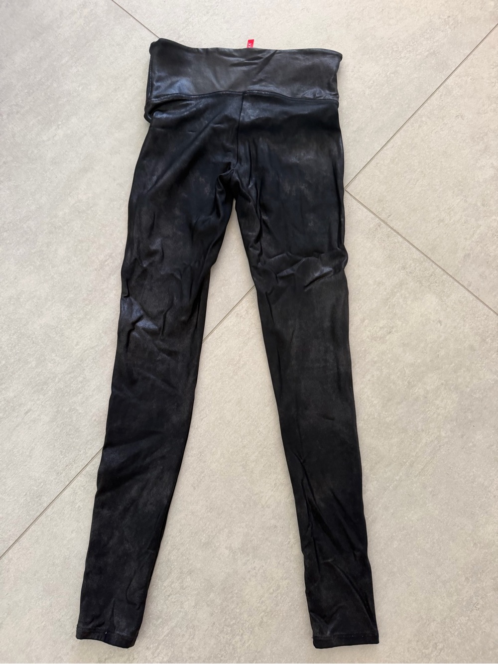SPANX Black Sculpting Leggings with Red Logo Tag